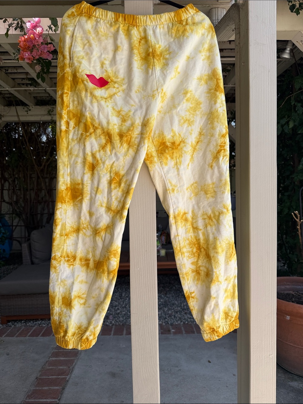 Yellow Tie-Dye Jogger Pants with Elastic Waist